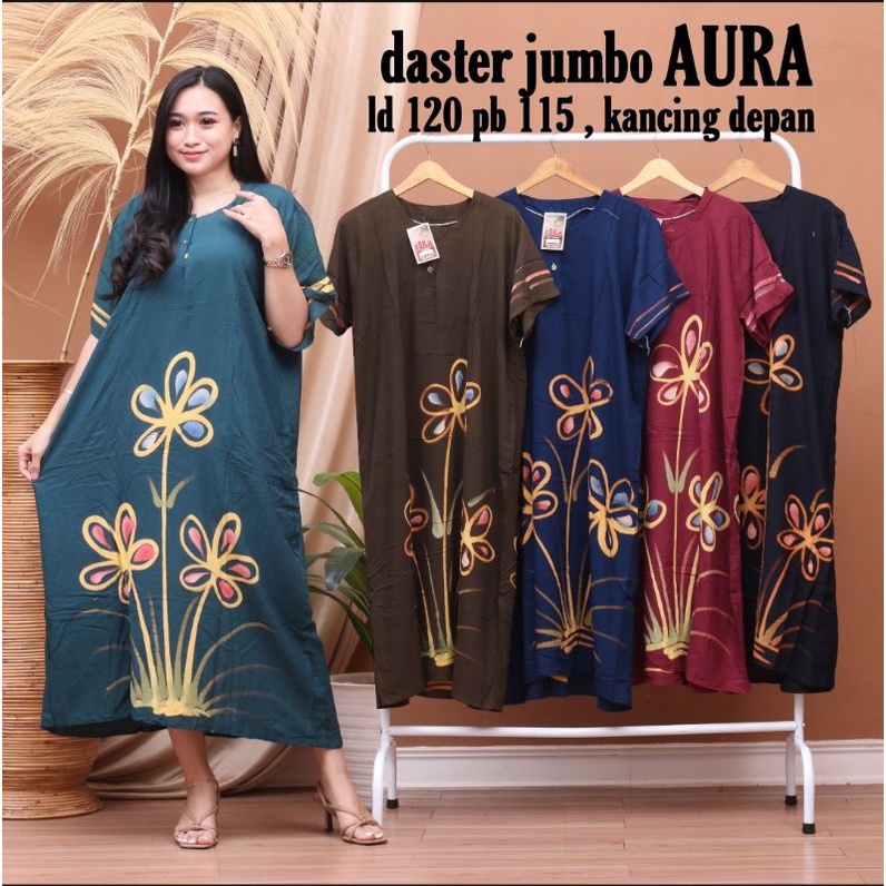 DASTER JUMBO SELASIH DADA KANCING BUSUI BUMIL SANTUNG HALUS ADEM BAJU TIDUR IBU SANTAI LENGAN PENDEK-DSJ AURA
