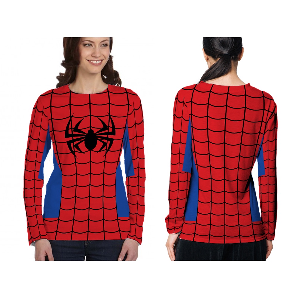 [TiniShop] Kaos 3D KOSTUM SPIDERMAN Wanita FullPrint / Kaos Panjang KOSTUM SPIDERMAN Keren