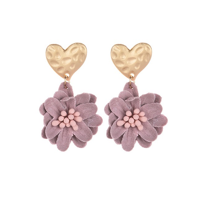 LRC Anting Tusuk Fashion Alloy Love Flannel Flower Earrings F332XX