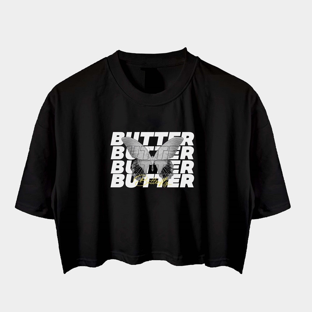 KAOS OVERSIZE WANITA LENGAN PENDEK - ATASAN BUTTERLY - Kaos Oversize Korea Croptee Premium Ld 120 Re