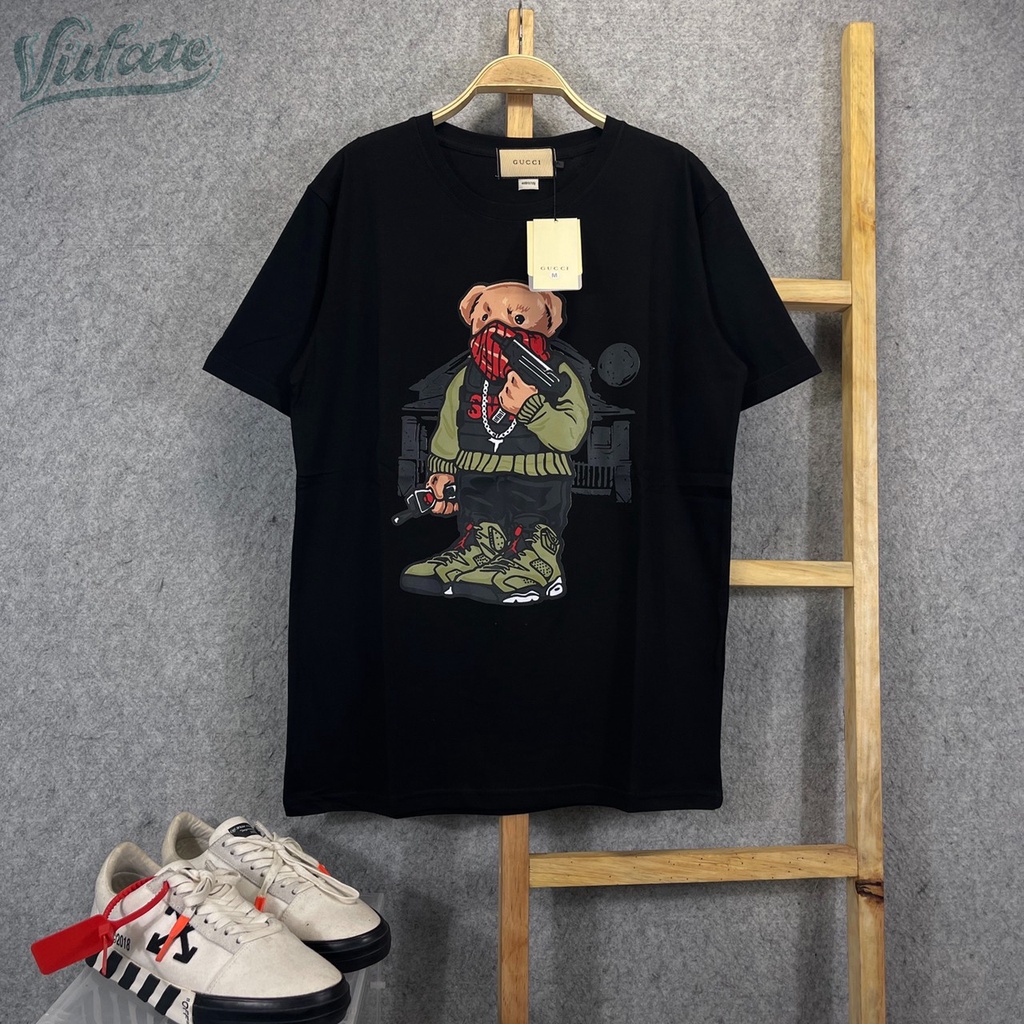 Kaos GCCI - Tedybear Hypebeast hitam Fulltag + Label Premium/vilfate store