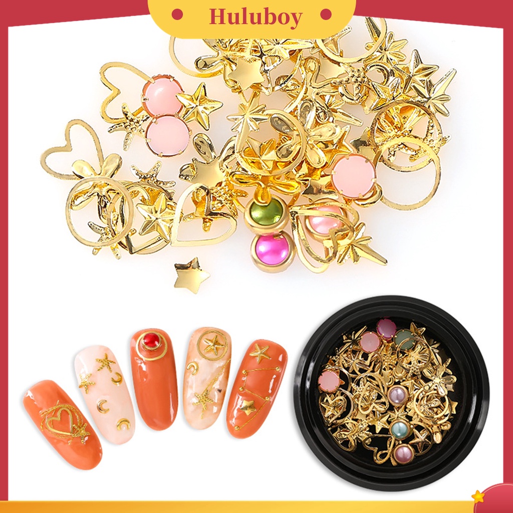 Huluboy Huluboy♡ Ornamen Stiker Kuku Manik-Manik Bubble Warna-Warni Bahan Metal Untuk Wanita