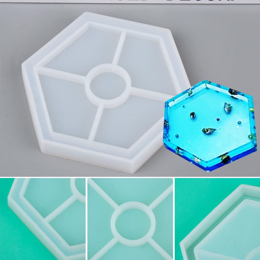 Solighter 3PCS Coaster Cetakan Resin Kerajinan Casting Kristal Epoxy Cup Mat Mould