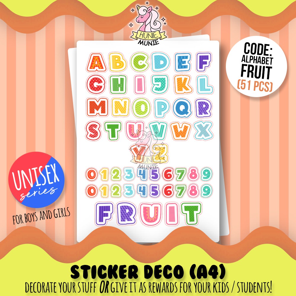 

Sticker Deco - Alphabet Abjad Fruits Fruit Stiker Unisex - Hunie Munie