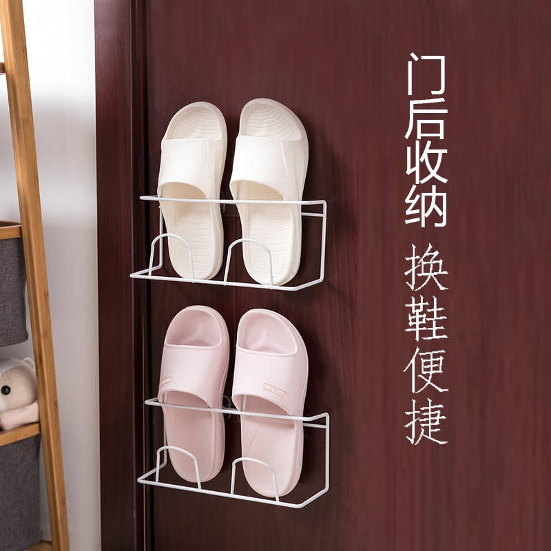 Ready Stock Shoe Hanging Creative Bathroom Slipper Wall Wall Wall Mounted Non Perforated Shoe Airing Rack Shelf Shower Room Black Stickers Shopee Indonesia