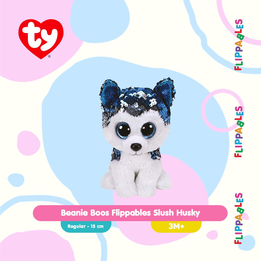 Ty Toys Beanie Boos Flippables Slush Husky R - Boneka Guguk Anak 3Y+