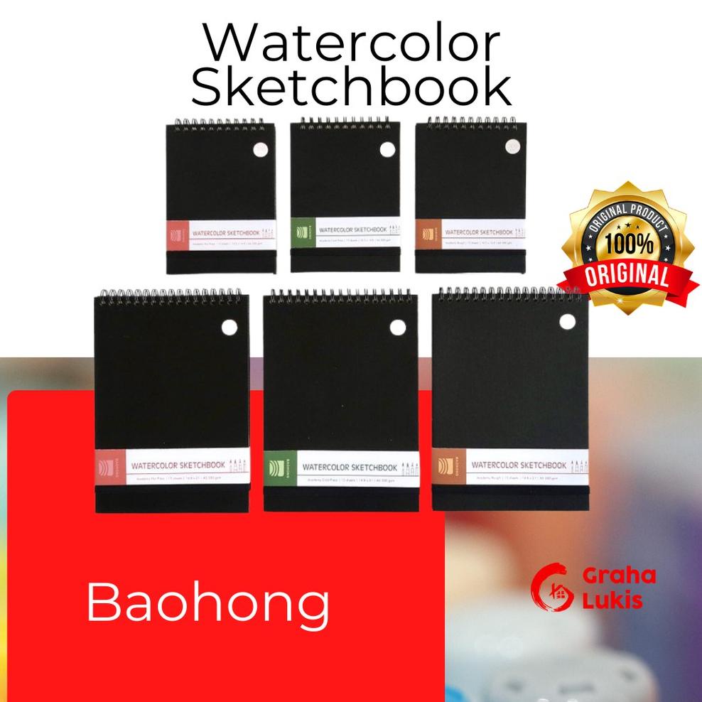 

[PRODUK SIPAI] Baohong Watercolor Sketchbook Academy Spiral Cotton 300gsm ZKS