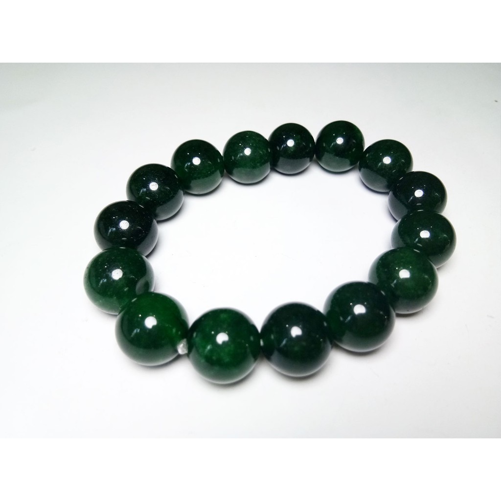 VeE Gelang Batu Giok Hijau Lumut Pekat Dim 13 - Terapi Kesehatan