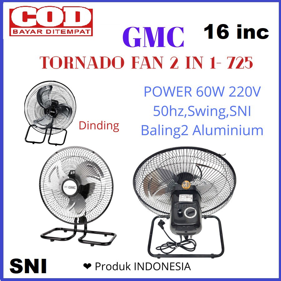 Kipas Angin Meja Tornado GMC 725 16 inch 2in1, bisa meja dan dinding