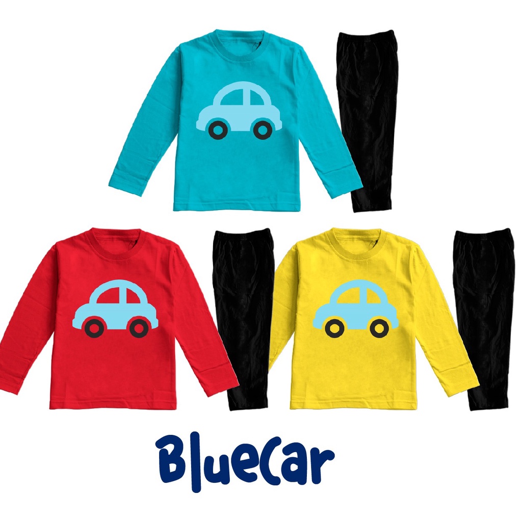 Baju Tidur Piyama Anak Usia 2-8 Tahun Gambar Beko Car FireTruck Bahan Katun Combed 30s