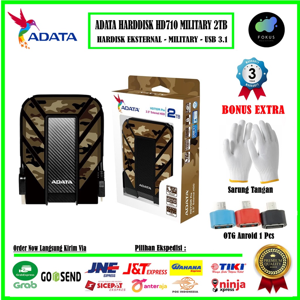 Harddisk Eksternal Adata 2TB HD710 Military - HD710 2TB USB 3.1 - 001