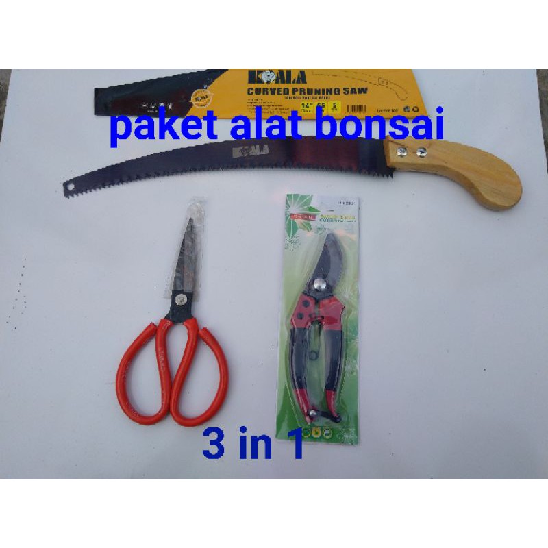 paket alat bonsai 3 in 1 gergaji lengkung , gunting ranting camel dan gunting dahan keenmaster k-800