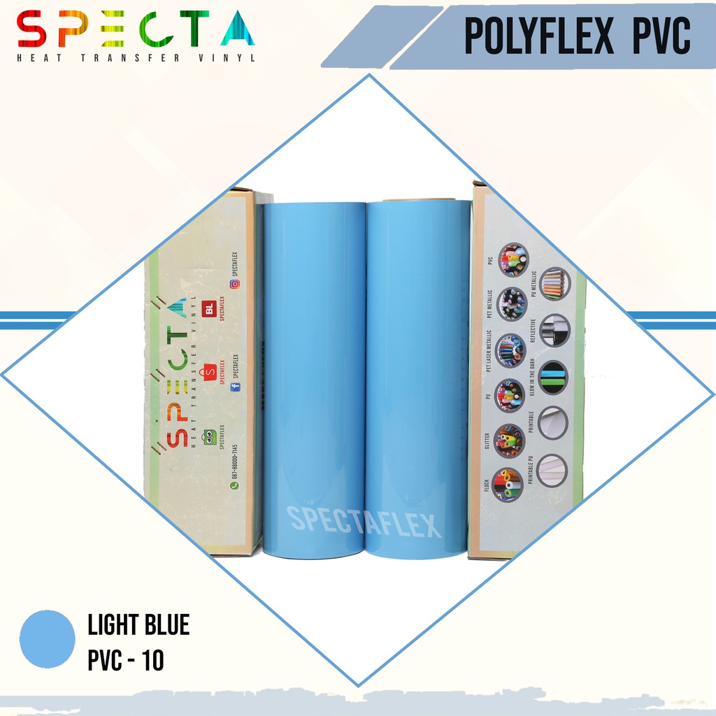 SPECTAFLEX POLYFLEX KOREA PVC-10 ROLL LIGHT BLUE HTV VINYL - PVC HTV