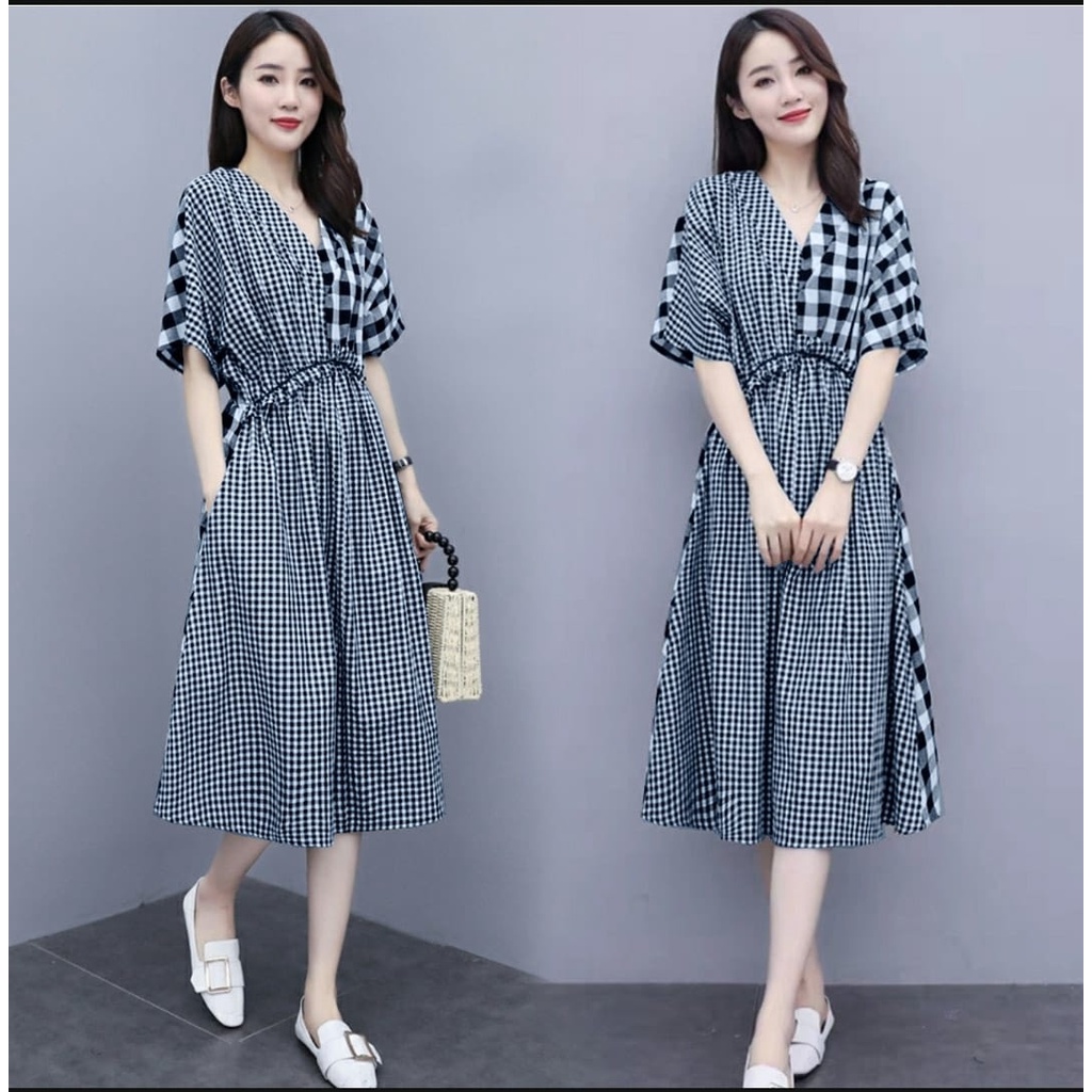 [MCFK] Dress Lakola / Dress Kotak Korea / Fashion Wanita / Dress Wanita Murah / Dress / Casual Dress