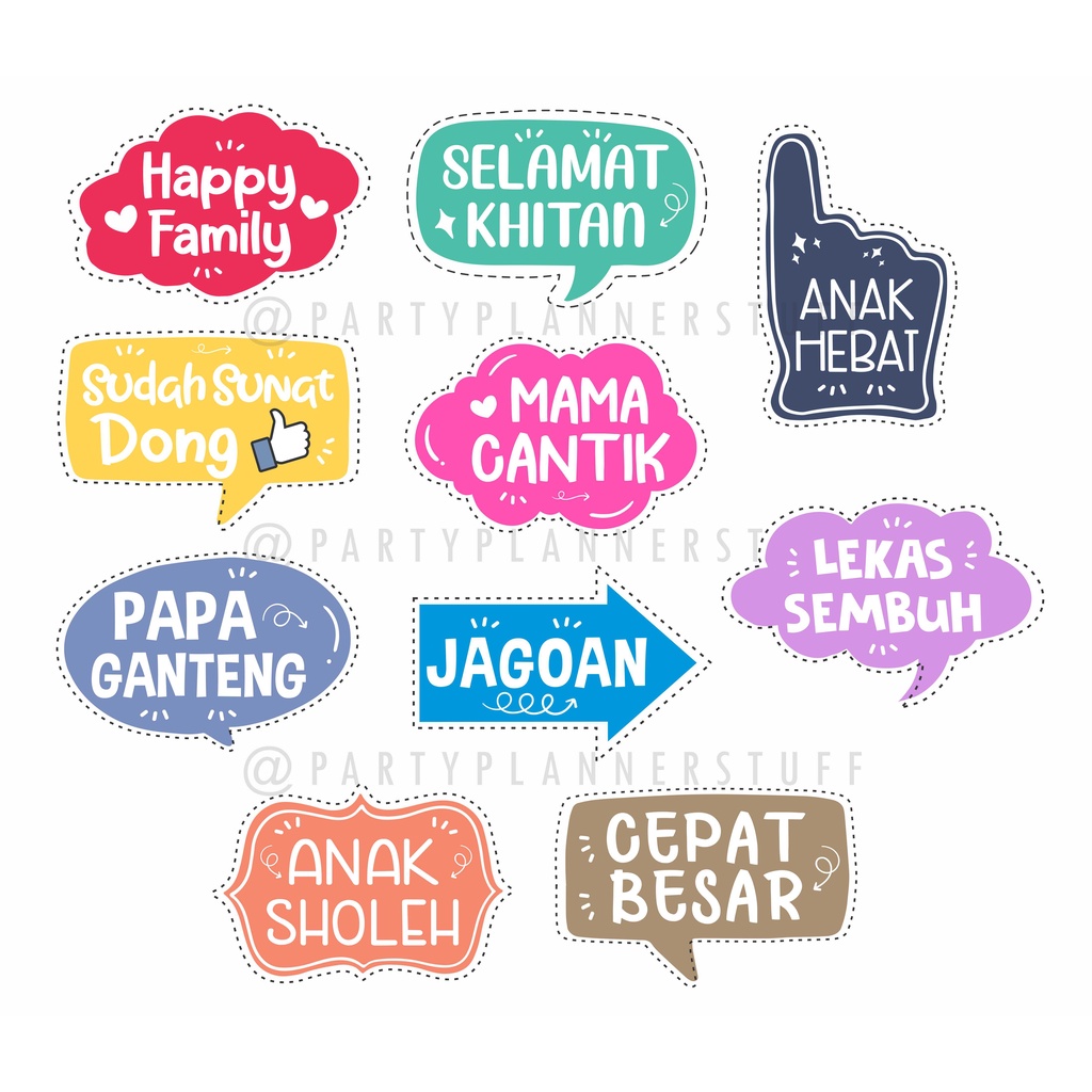 (ISI 10PCS) Photobooth property tema khitanan aksesoris foto dekor acara khitanan anak custom tulisa