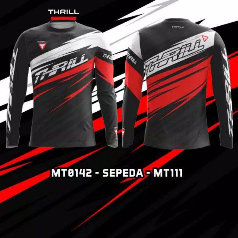 Kaos Jersey Sepeda MTB Roadbike Thrill Motocross Custom Fullprint lengan panjang