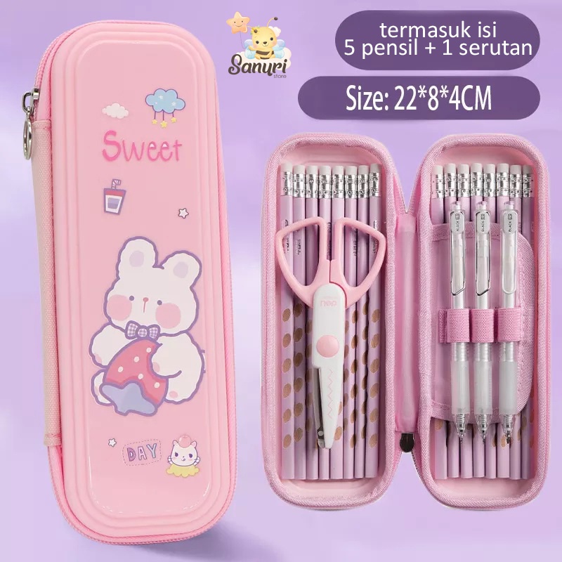 

SNR Kotak Pencil Anak PVC Resleting termasuk isi (5 pensil dan 1 serutan)