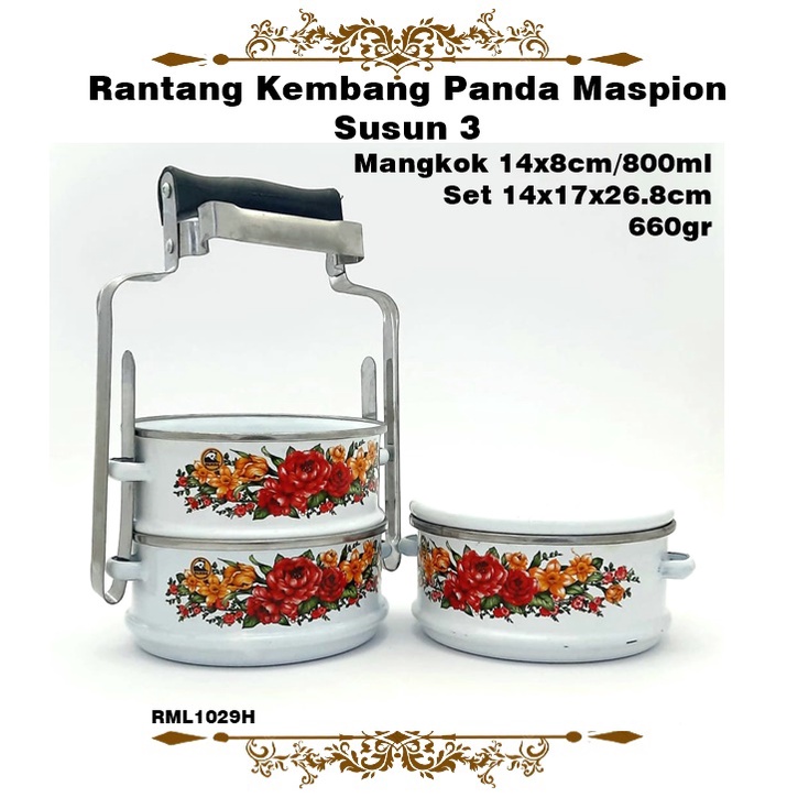 Rantang Kembang Panda 14cm Maspion Susun 3