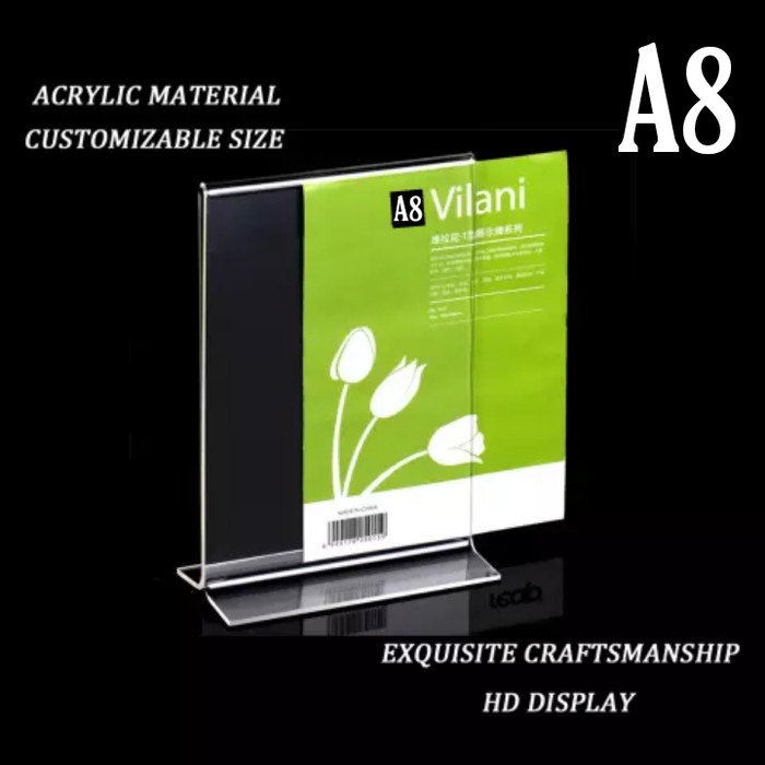 

TEMPAT BROSUR A8 / TENT HOLDER / TENT CARD DISPLAY AKRILIK DUA SISI A8