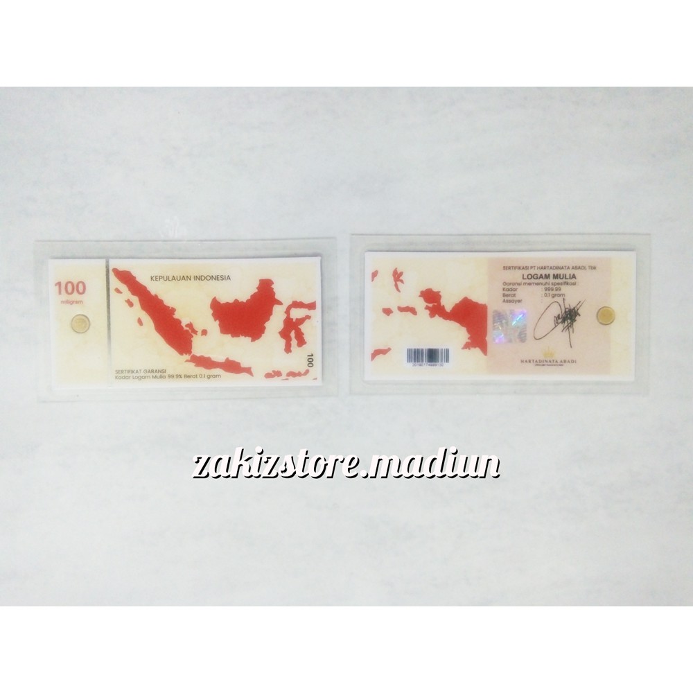 logam mulia emas mini 0,1 gram masduit sertifikat PT hartadinata abadi Tbk