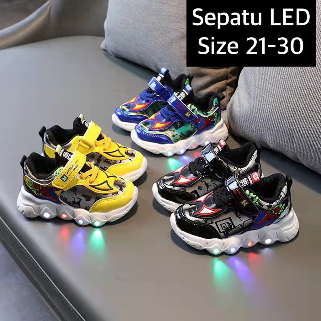 (LOLI-JKT) SP-LKB SEPATU LED ANAK SPIDERMAN SIZE 21-30