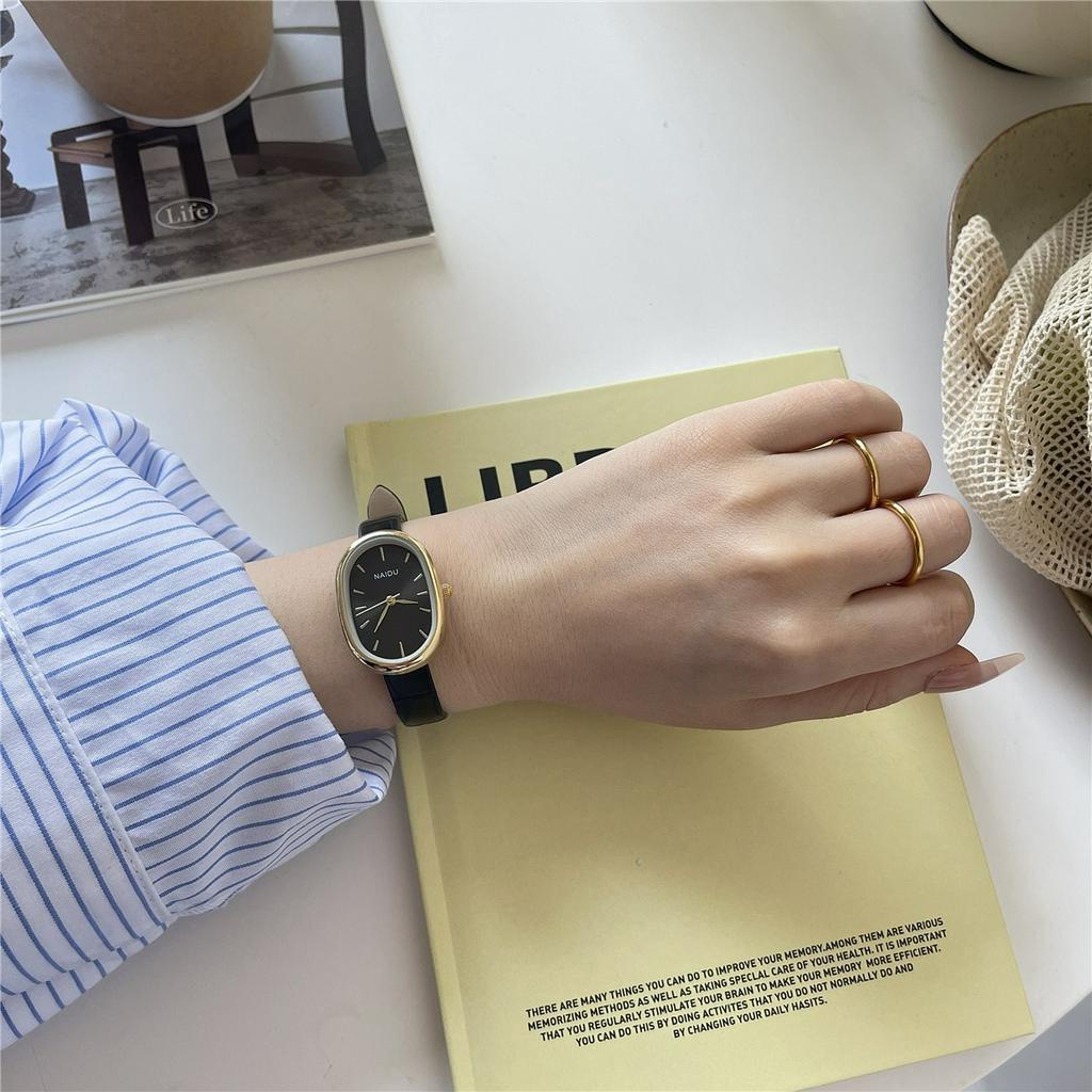 KOOLEY Jam Tangan Wanita Naidu Oval Kulit Versi Korea Vintage Elegant