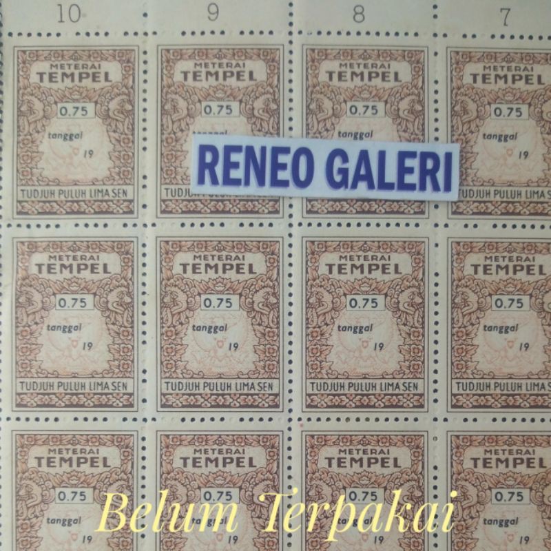 

1 Potong Materai Tempel 75 SEN tahun 1960 - 1970 matrai lama kuno meterai Rp 0,75 Rupiah filateli