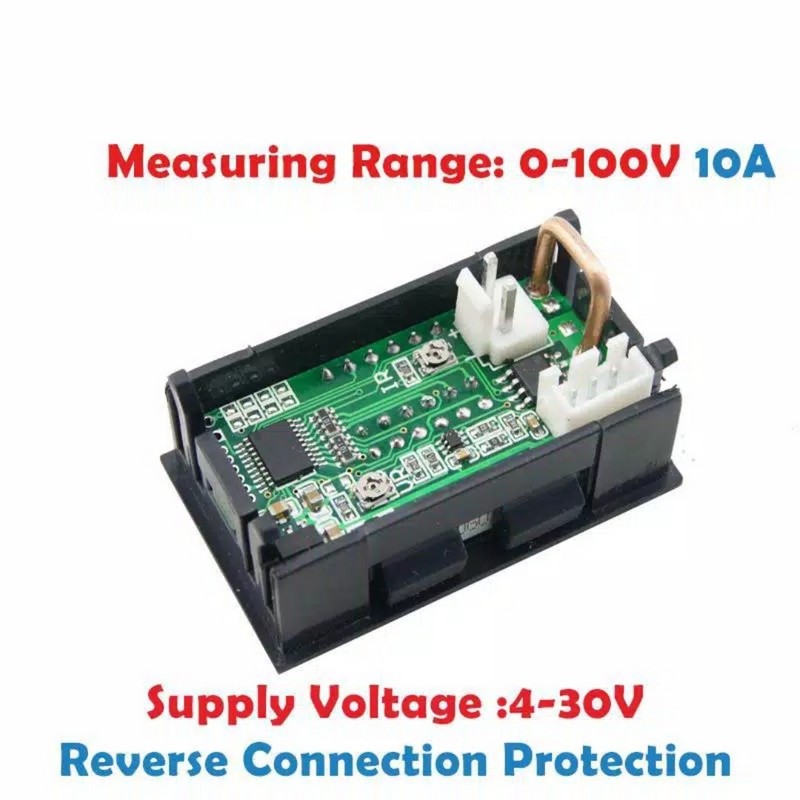 VoltMeter 4 Digit Digital Mini DC 0-100V 10A Ampere Volt Meter Tampilan Ganda Ammeter