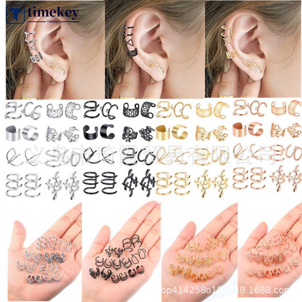 Timekey 8PCS / Set Anting Klip Tanpa Tindik Untuk Pria / Wanita A8K8