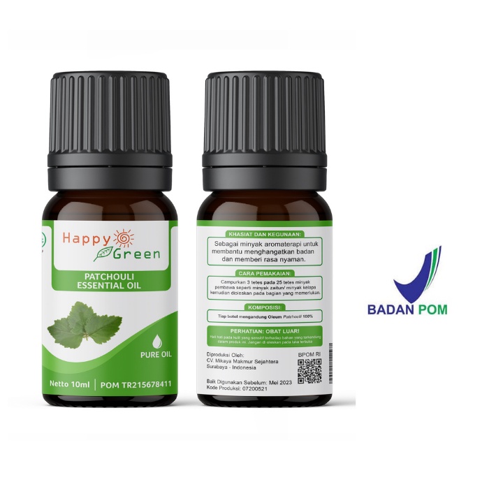 BPOM Happy Green Patchouli Essential Oil - Minyak Atsiri Nilam Murni 100% Garansi Uang Kembali