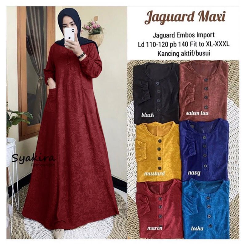 Jaguard Maxi Ld115 XXXL - Gamis Kaos Brukat Jumbo Busui Bigsize Oversize Bumil Arabian brukat  / R.12 - 023-5042