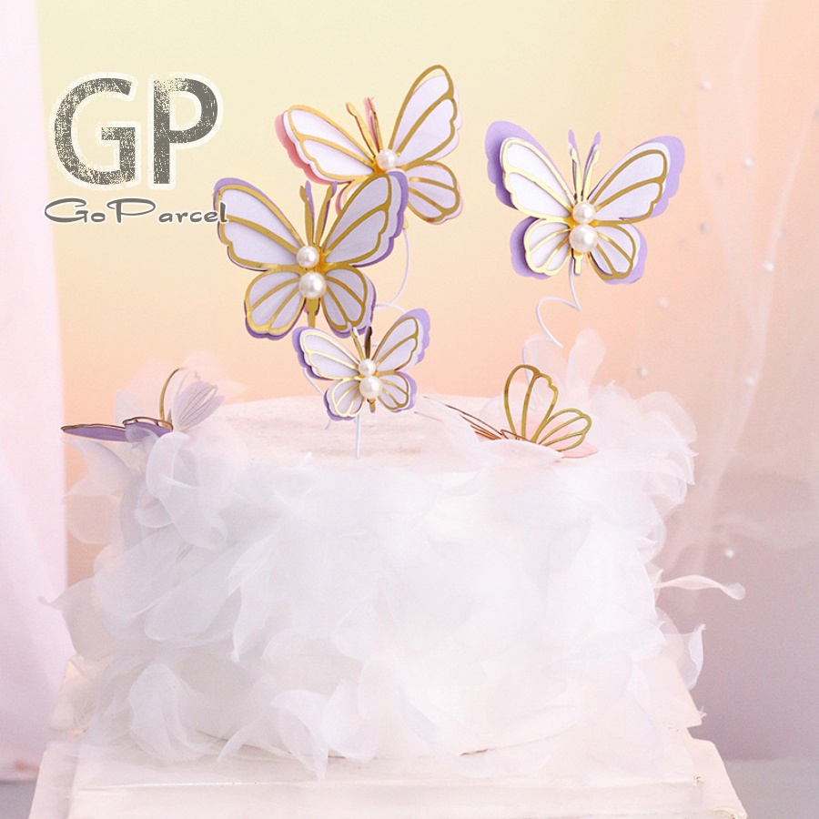 ( Set  3 Pcs ) TOPPER CAKE BUTTERFLY / TOPER KUE KUPU - KUPU / HAPPY BIRTHDAY CAKE / HIASAN KARANGAN BUKET BUNGA FLORIST BOUQUET FLOWER
