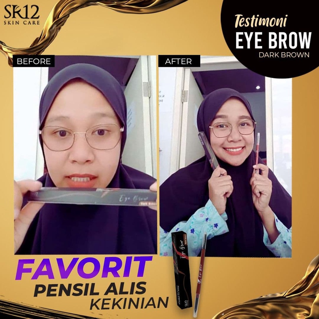 Eye Brow Eyebrow SR12 SR 12 Pensil Pencil Kuas Alis Waterproof Dan Tahan Lama Air Dark Brown Coklat