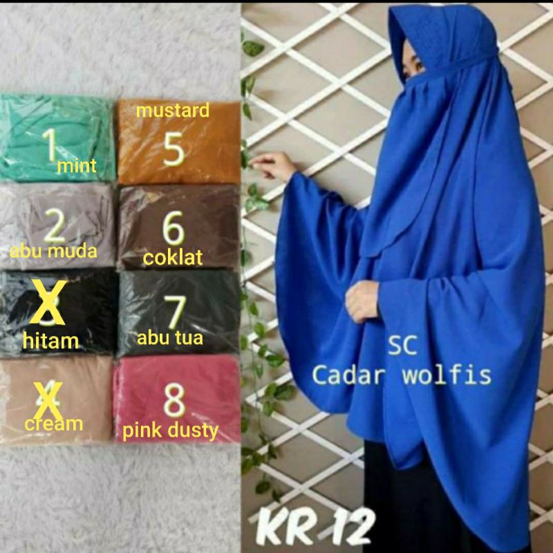 Jilbab Cadar Bahan Wolfis