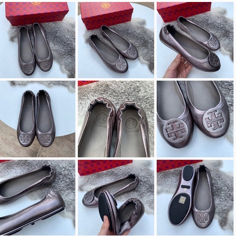 [Instant/Same Day]STB02-08   TORY BURCH  Sheepskin Double T LOGO Flat Ballet Shoes Women's Shoes   xie   STB01-13