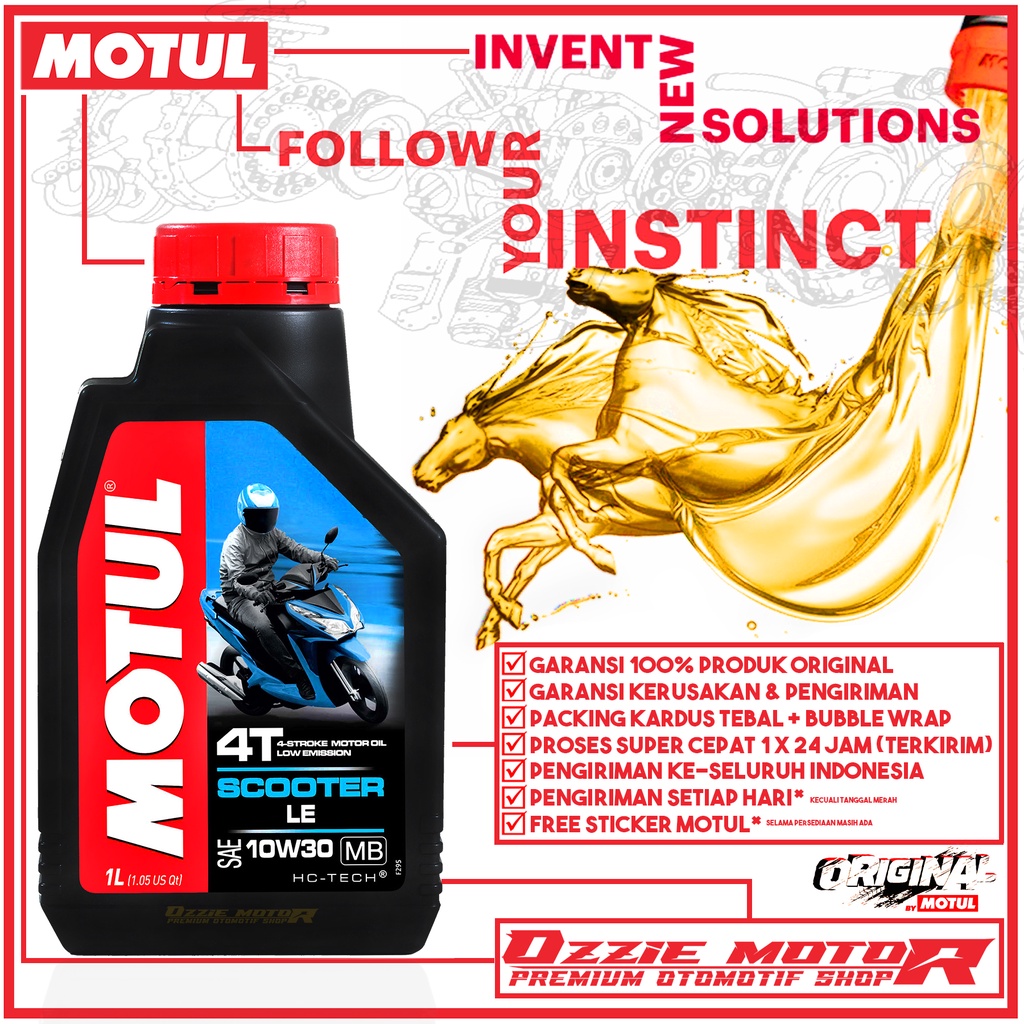 MOTUL SCOOTER LE 4T 1L 10W30 OLI MOTOR IMPORT ORIGINAL 100%