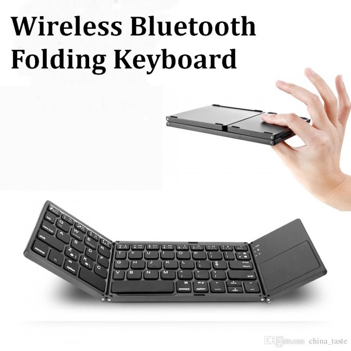 B033 - Three Layers Generic Mini Bluetooth Foldable Keyboard with Touchpad For Windows Android IOS