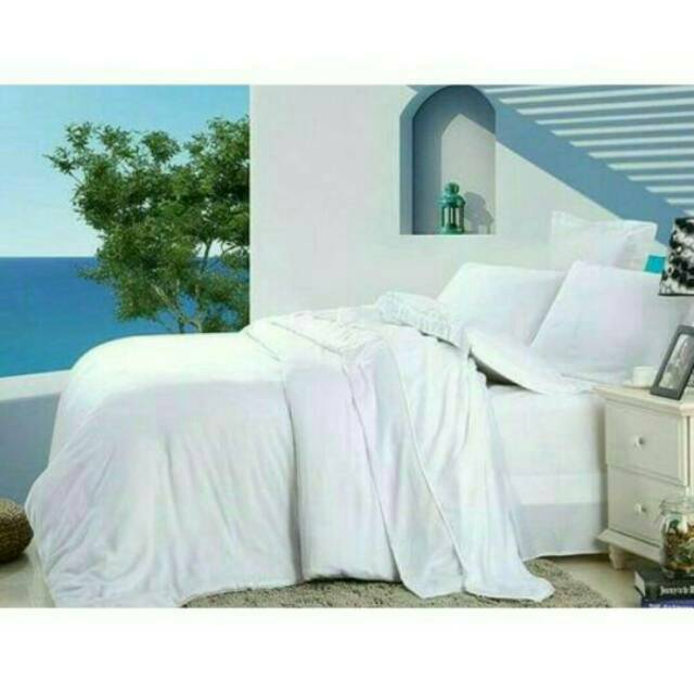 Sprei Polos Putih / Sprei Putih / Seprei Polos Putih Murah / Seprei Hotel / Sprei Katun Polos