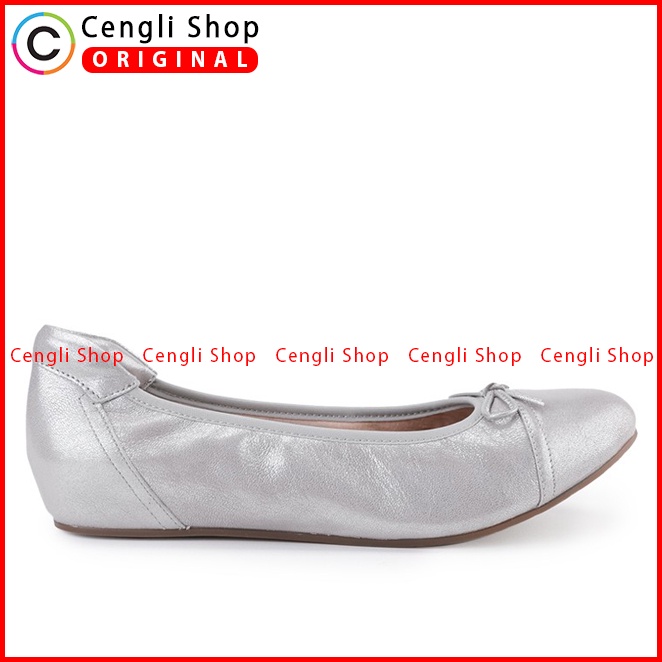 SEPATU FLAT KULIT OBERMAIN WANITA ORIGINAL BRANDED TERBARU SILVER OW17