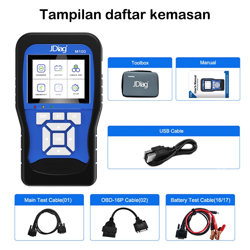 ⭐Honda &amp; Yamaha &amp; Garansi⭐ JDiag M100 Motor Scanner Function Diagnostic Tool Diagnosis Kesalahan OBDII ECU CO Motor Injeksi Scanner OBD2 Alat Diagnostik Sepeda Motor Iconhunt