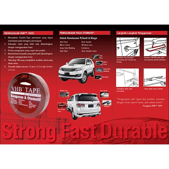 3M VHB Double Tape 12mm x 4.5mtr /  Double Tap 3M VHB Murah