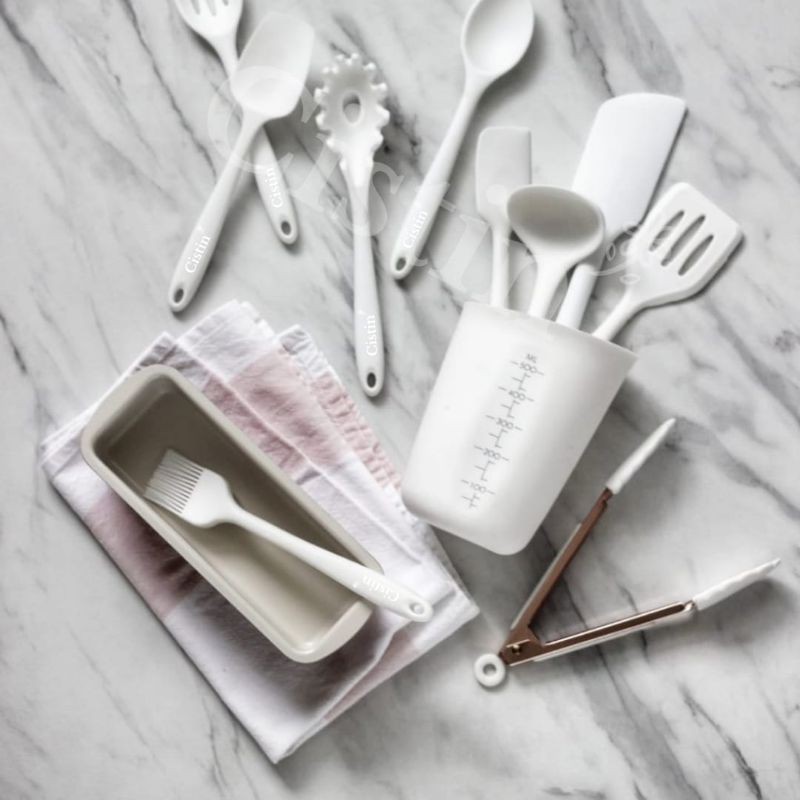 CISTIN CANDY SET / SPATULA SILIKON PUTIH / SPATULA SILICON PUTIH / WISHKER/ CAPITAN ROSE GOLD/ KUAS