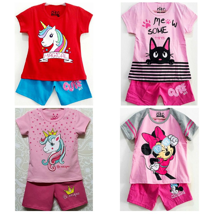 NEW Baju  Setelan Kaos Anak  Perempuan  motif Unicorn 