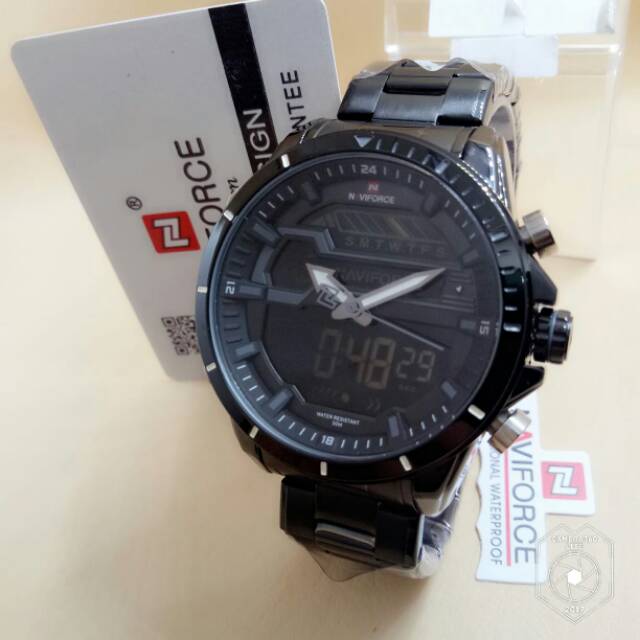 New Jam Tangan Pria Naviforce 9133 Black Original