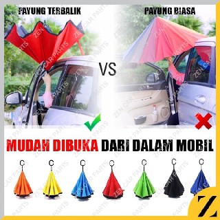 [DEASTORE] PAYUNG TERBALIK PAYUNG KAZBRELLA GAGANG C 2 LAPIS HIGH QUALITY - UPSIDE DOWN UMBRELLA