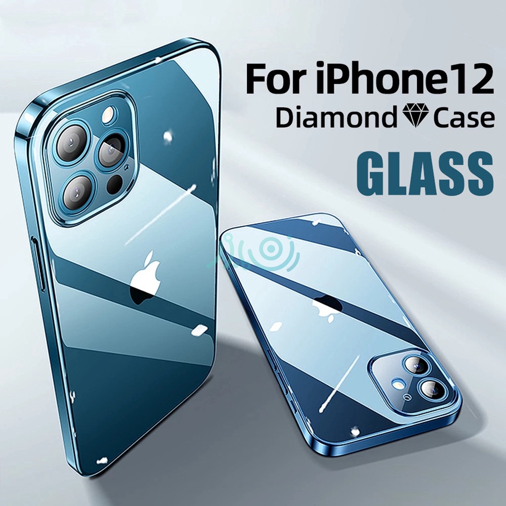 Tempered Glass case iphone 11 12 pro max X XS MAX XR 12 mini transparent silicone case full cover clear back cover shockproof case