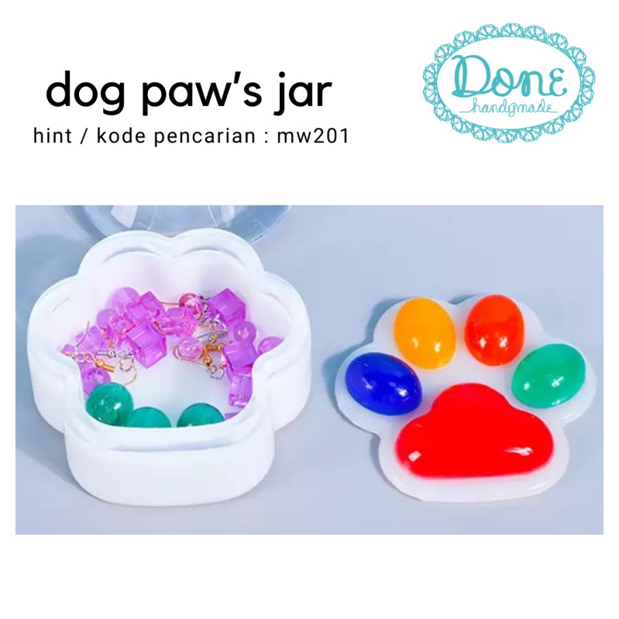 Cetakan resin mold Organizer box dog paw jar wadah aksesoris mw201