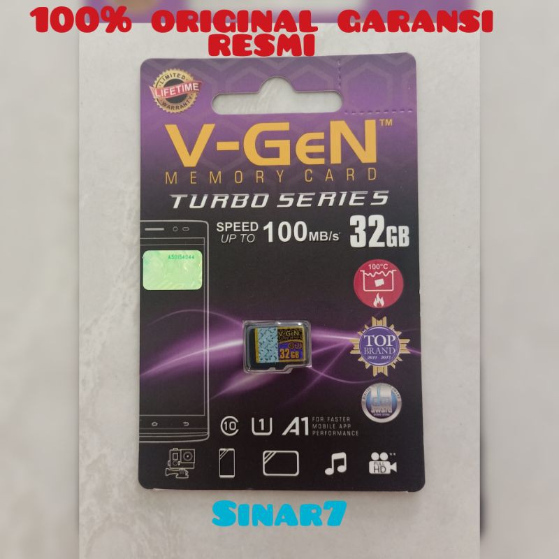 Micro sd V-GEN  class 10 Turbo 16GB, 32GB, 64GB, 128GB memory card/ kartu Memory garansi resmi