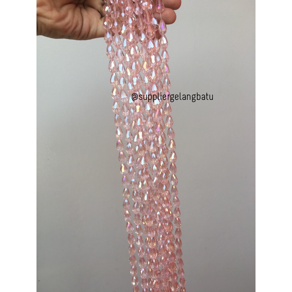 kristal Tetes ceko 13mm x 8mm LIGHT PINK beads crystal cokelat PREMIUM aksesoris craft bahan grosir