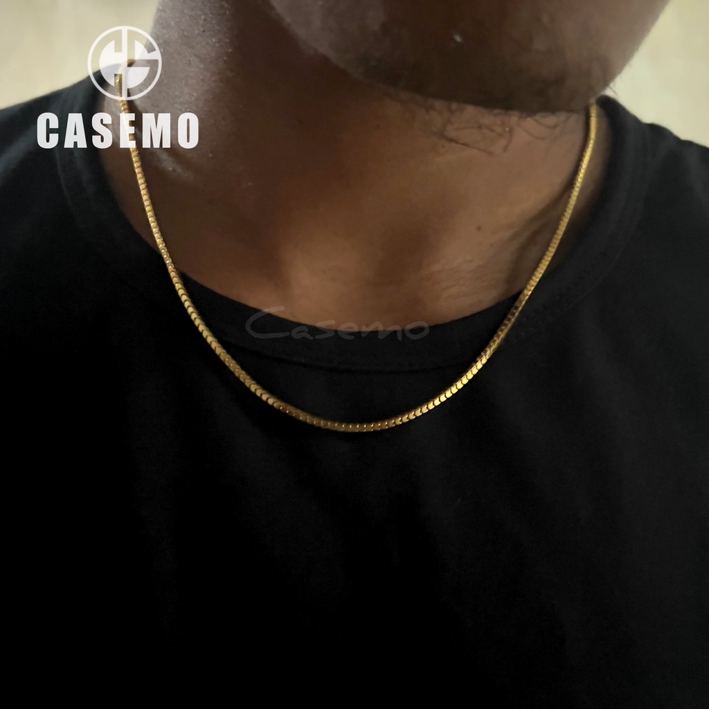 Kalung Titanium Pria Wanita Warna Gold Emas Asli Keren